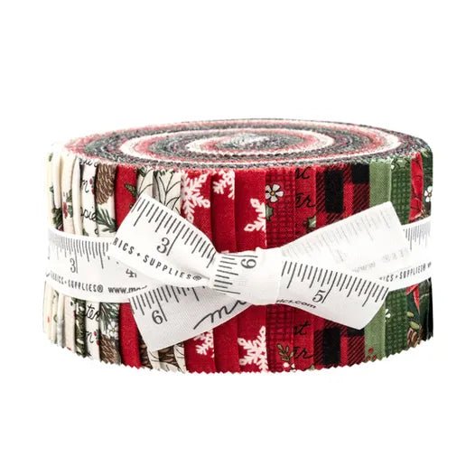 Holly Berry Tree Farm Moda Jelly Roll by Deb Strain; 40 - 2.5 Precut  Fabric Quilt Strips 