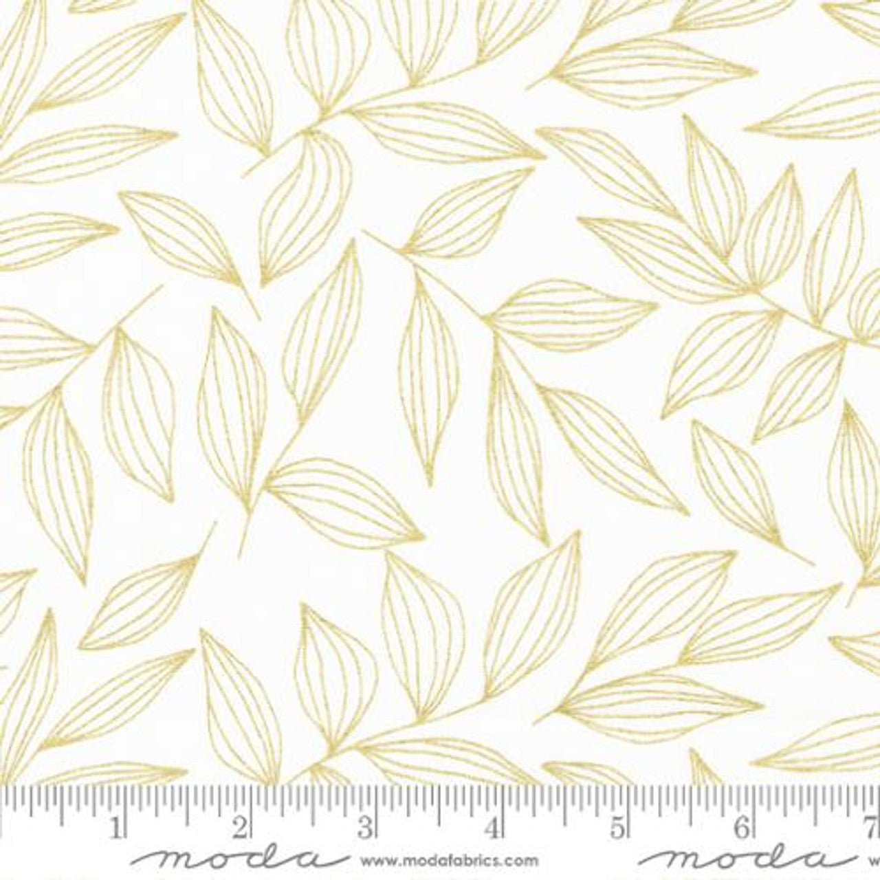 Leaves in Paper Gold Metallic from Gilded by Alli K Designs for Moda Fabrics