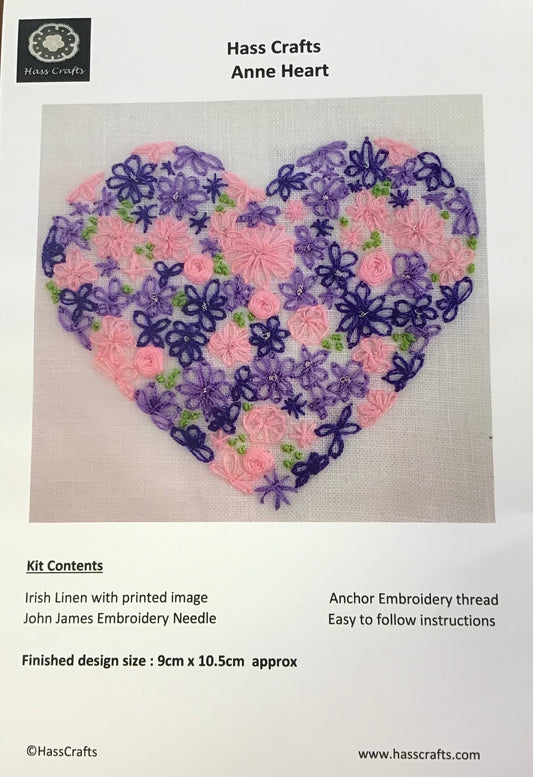 Anne Heart DIY Flower Embroidery Kit by Haas Crafts